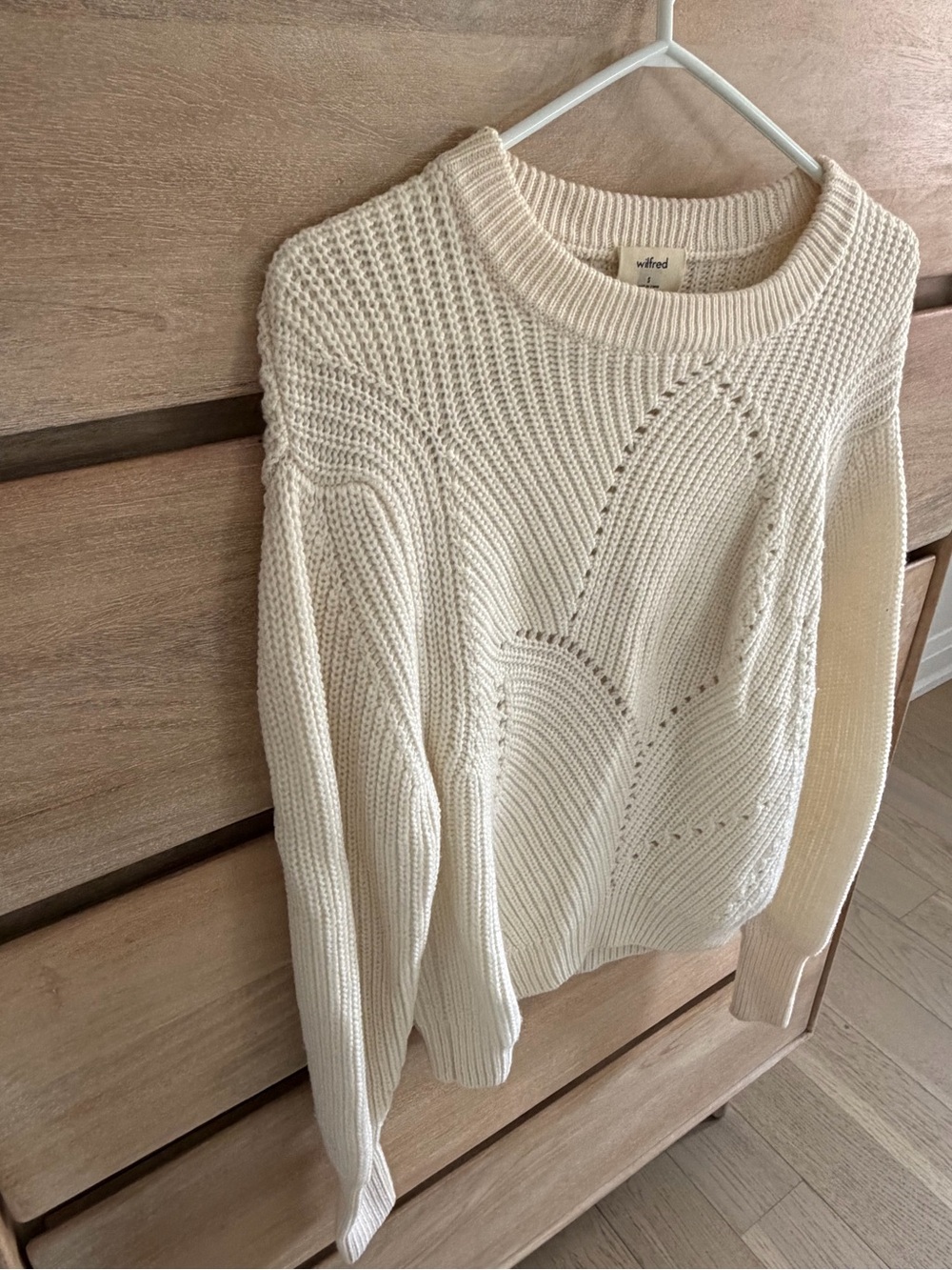 Wilfred Cream Textured Cable Crewneck Sweater - Picture 3 of 4